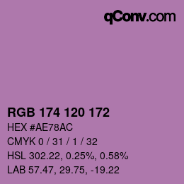 カラーコード: RGB 174 120 172 | qconv.com