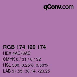 カラーコード: RGB 174 120 174 | qconv.com