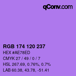 Color code: RGB 174 120 237 | qconv.com