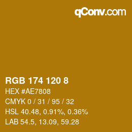 Color code: RGB 174 120 8 | qconv.com
