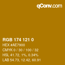 Color code: RGB 174 121 0 | qconv.com