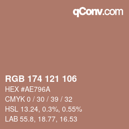 カラーコード: RGB 174 121 106 | qconv.com