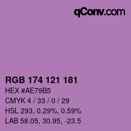 Color code: RGB 174 121 181 | qconv.com