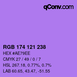 Color code: RGB 174 121 238 | qconv.com