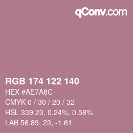 Código de color: RGB 174 122 140 | qconv.com
