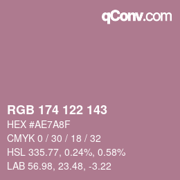 Código de color: RGB 174 122 143 | qconv.com