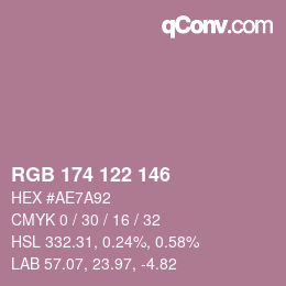 Código de color: RGB 174 122 146 | qconv.com