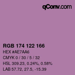 颜色代码: RGB 174 122 166 | qconv.com