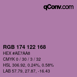 Código de color: RGB 174 122 168 | qconv.com
