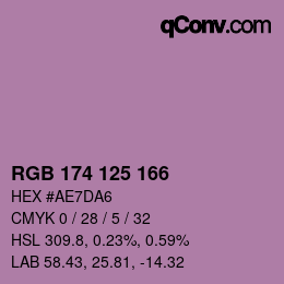 Color code: RGB 174 125 166 | qconv.com