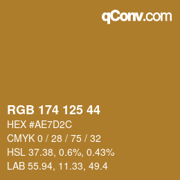 カラーコード: RGB 174 125 44 | qconv.com