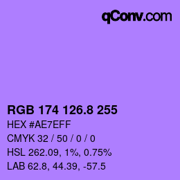 カラーコード: RGB 174 126.8 255 | qconv.com