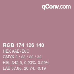 Color code: RGB 174 126 140 | qconv.com