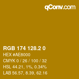 カラーコード: RGB 174 128.2 0 | qconv.com