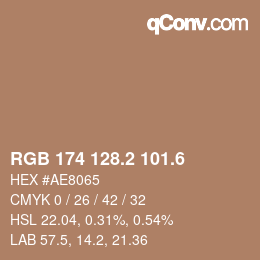 カラーコード: RGB 174 128.2 101.6 | qconv.com