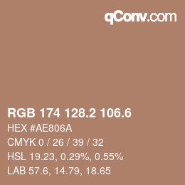 カラーコード: RGB 174 128.2 106.6 | qconv.com
