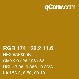 カラーコード: RGB 174 128.2 11.6 | qconv.com