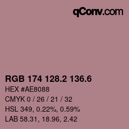 カラーコード: RGB 174 128.2 136.6 | qconv.com
