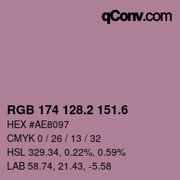 カラーコード: RGB 174 128.2 151.6 | qconv.com