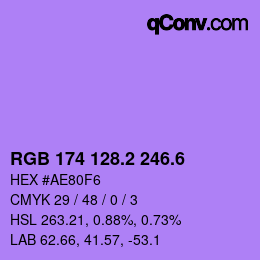 カラーコード: RGB 174 128.2 246.6 | qconv.com
