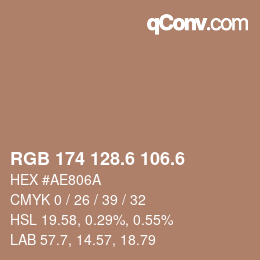 カラーコード: RGB 174 128.6 106.6 | qconv.com