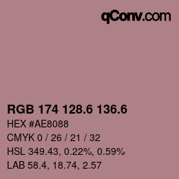 カラーコード: RGB 174 128.6 136.6 | qconv.com