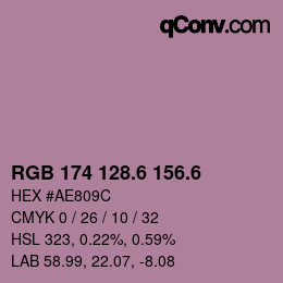 カラーコード: RGB 174 128.6 156.6 | qconv.com