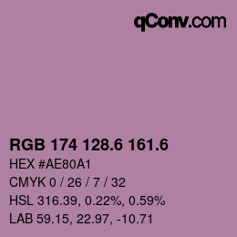 カラーコード: RGB 174 128.6 161.6 | qconv.com