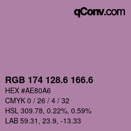 カラーコード: RGB 174 128.6 166.6 | qconv.com