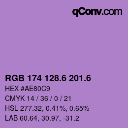 カラーコード: RGB 174 128.6 201.6 | qconv.com