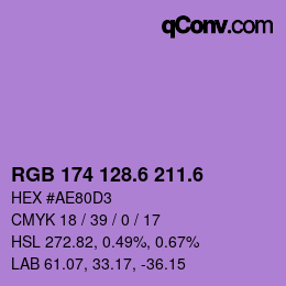 カラーコード: RGB 174 128.6 211.6 | qconv.com