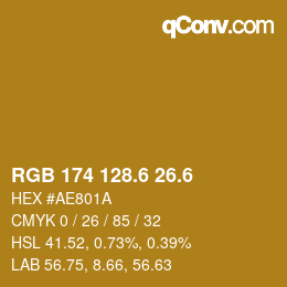 カラーコード: RGB 174 128.6 26.6 | qconv.com