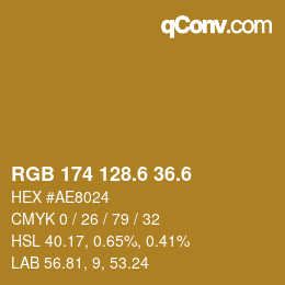 カラーコード: RGB 174 128.6 36.6 | qconv.com