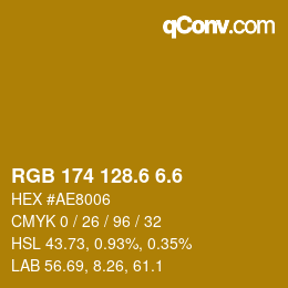 カラーコード: RGB 174 128.6 6.6 | qconv.com
