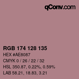 Color code: RGB 174 128 135 | qconv.com