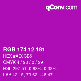 Color code: RGB 174 12 181 | qconv.com