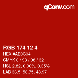 カラーコード: RGB 174 12 4 | qconv.com