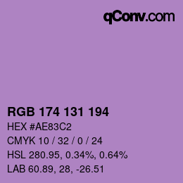 カラーコード: RGB 174 131 194 | qconv.com