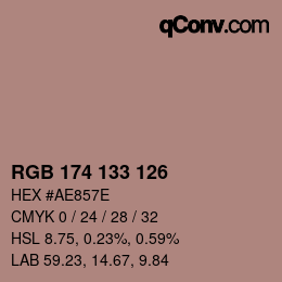 Color code: RGB 174 133 126 | qconv.com