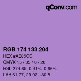 颜色代码: RGB 174 133 204 | qconv.com