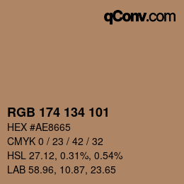 Color code: RGB 174 134 101 | qconv.com