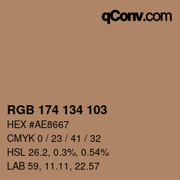 Color code: RGB 174 134 103 | qconv.com