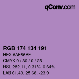 Color code: RGB 174 134 191 | qconv.com