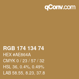 Color code: RGB 174 134 74 | qconv.com