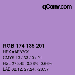 Color code: RGB 174 135 201 | qconv.com