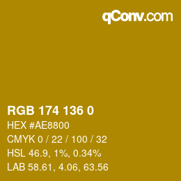 Color code: RGB 174 136 0 | qconv.com