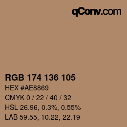 Color code: RGB 174 136 105 | qconv.com