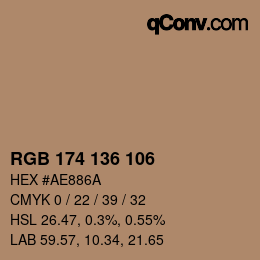 Color code: RGB 174 136 106 | qconv.com
