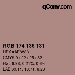 Color code: RGB 174 136 131 | qconv.com