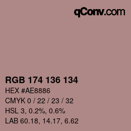 Color code: RGB 174 136 134 | qconv.com